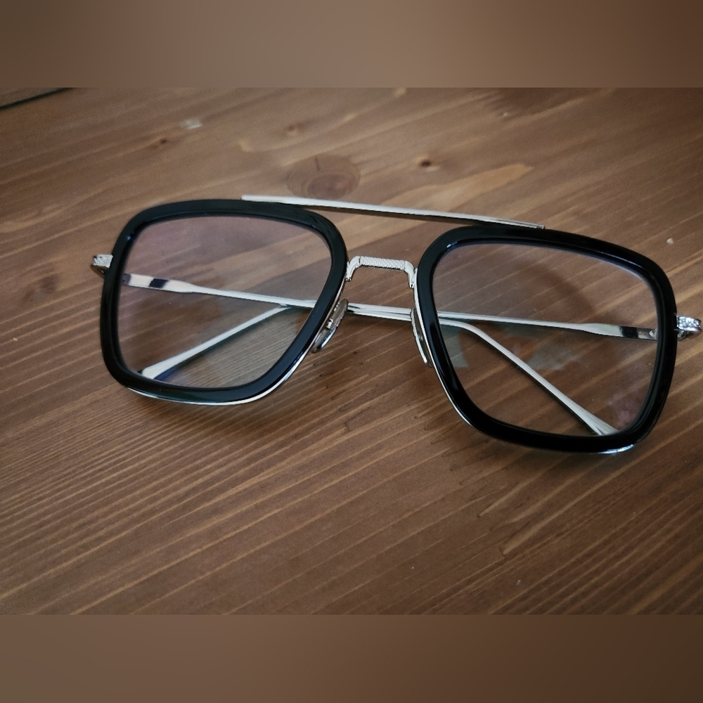 EDITH Marvel Tony Stark Glasses Black And Silver Non Prescription Lenses Cosplay